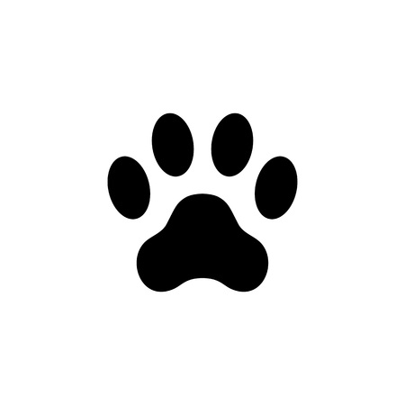 Cat paw print. Footprint. Animal paw isolated on white background. Vector illustration.のイラスト素材