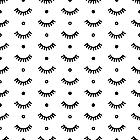 Seamless pattern with eyelashes. Cute lashes. Vector illustration for your design. White background.のイラスト素材