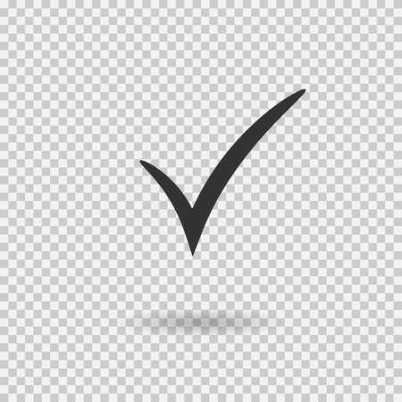 Check mark icon. Vector check mark button. Tick symbol. Illustration with shadow on transparent background.のイラスト素材