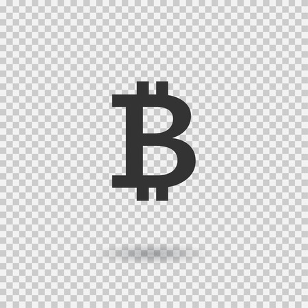 Bitcoin sign icon. Crytocurrency. Blockchain. Digital curency. Vector button for web or app. Illustration with shadow on transparent background.のイラスト素材