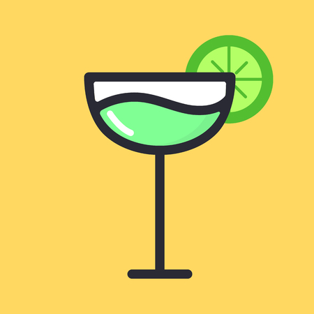 Lime cocktail fruit drink, martini. Cartoon alcohol icon vector flat glass illustration isolated on background.のイラスト素材