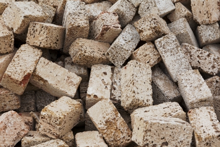 pile of shell rock concrete blocks backgroundの写真素材