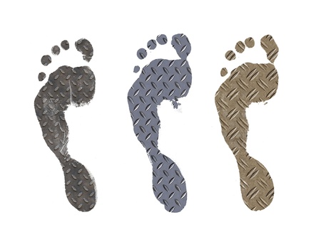 Metal human foot printの写真素材