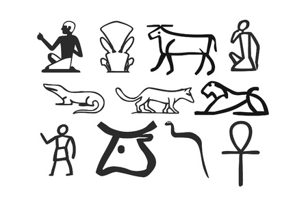 Silhouettes of the ancient  hieroglyphの写真素材