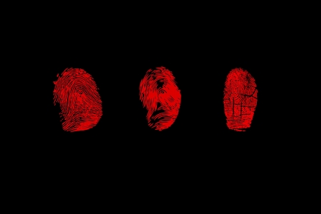 Set of red finger printsの写真素材