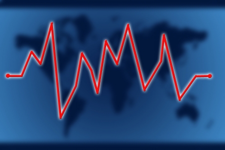 Heart beats cardiogram on blue backgroundの写真素材