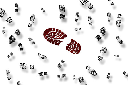 A lot of shoe prints の写真素材