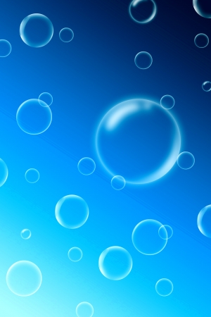 Bubbles on Blue Gradient Background の写真素材