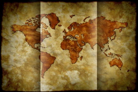 Bent paper - world map の写真素材
