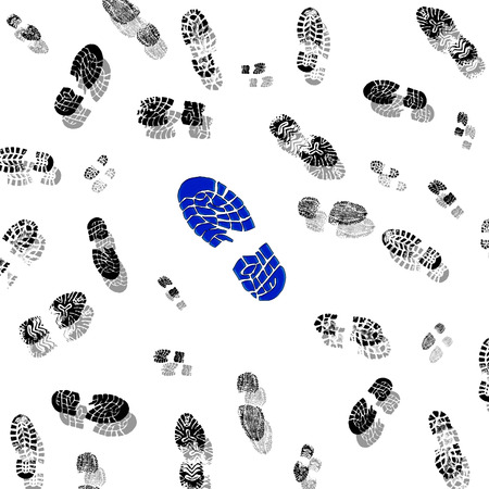 A lot of shoe printsの写真素材