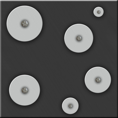 Abstract metal background with circles and screws の写真素材