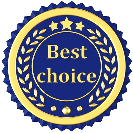 Blue Ribbon Award labeled the best choiceの写真素材