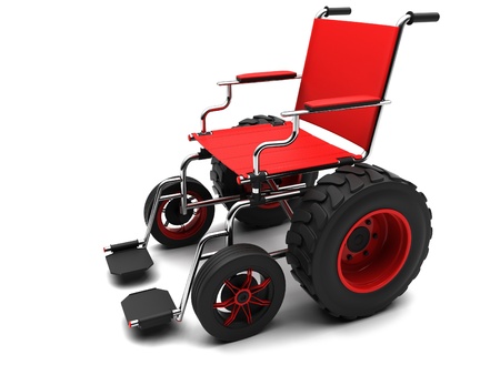 Wheelchair-terrain vehicle on a white background.の写真素材