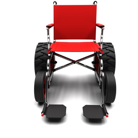 Wheelchair-terrain vehicle on a white background.の写真素材