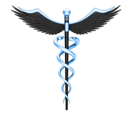 Caduceus medical symbol isolated on a white backgroundの写真素材