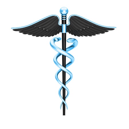 Caduceus medical symbol isolated on a white backgroundの写真素材