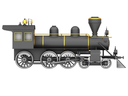 Old steam train on a white backgroundの写真素材