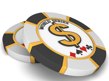 Casino chips on a white background. 3D illustrationの写真素材