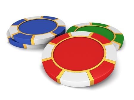 Casino chips on a white background. 3D illustrationの写真素材