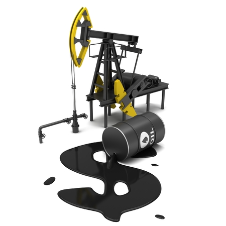 Oil Pumping Derrick on a white background. 3D illustrationの写真素材
