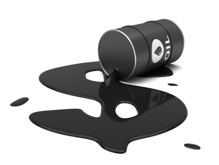 Barrel of oil and dollar sign on a white background. 3D illustrationの写真素材
