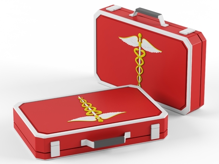 First aid box on a white background. 3D rendering.の写真素材