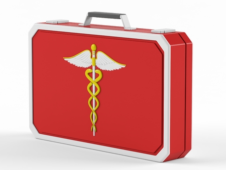 First aid box on a white background. 3D rendering.の写真素材