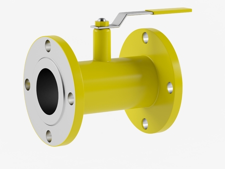 Ball valve on a white background. 3D renderingの写真素材
