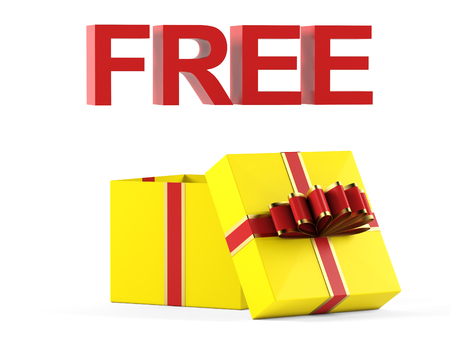 Gift box and free inscription on a white background. 3D renderingの写真素材