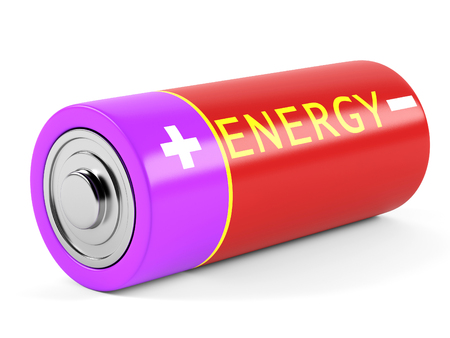 AA size batteries on white background. 3D renderingの写真素材