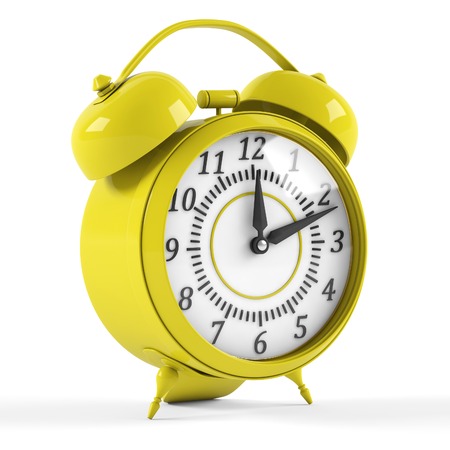 Alarm clock on a white background. 3D renderingの写真素材