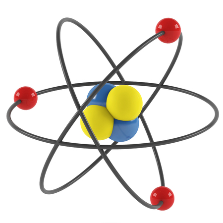 Atom model on the white background. 3D renderingの写真素材