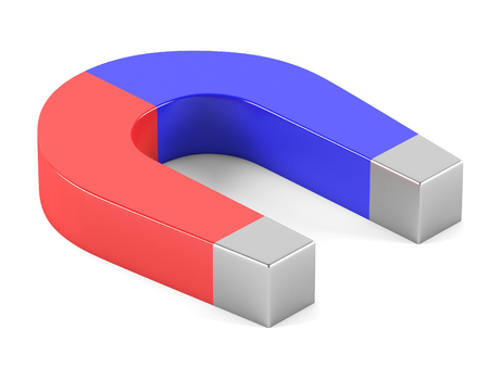 Horseshoe magnet on a white background. 3D renderingの写真素材