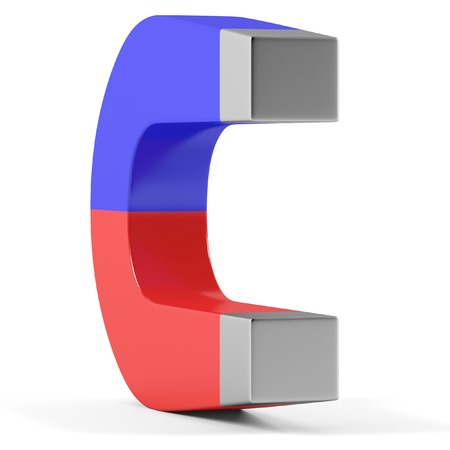 Horseshoe magnet on a white background. 3D renderingの写真素材
