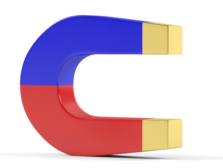 Horseshoe magnet on a white background. 3D renderingの写真素材