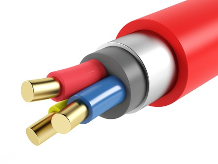 Electric copper armored cable on a white background. 3D renderingの写真素材