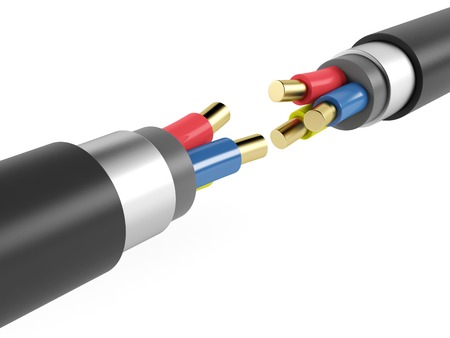 Electric copper armored cable on a white background. 3D renderingの写真素材