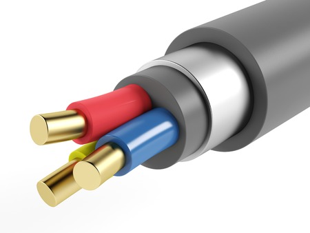 Electric copper armored cable on a white background. 3D renderingの写真素材