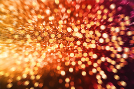 abstract background of blurred yellow lights with bokeh effectの写真素材