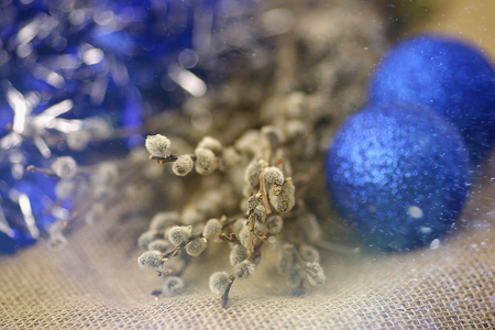 decorative knot and Silver bud willowの写真素材