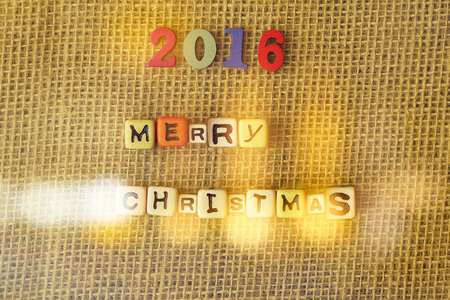 Vintage Christmas Card. Merry Christmas lettering
