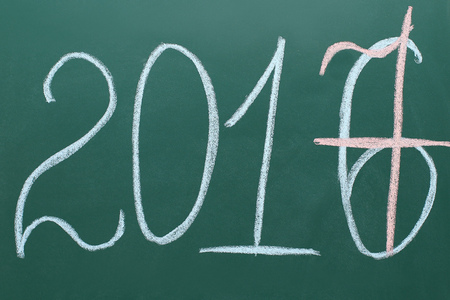 2017 written on a blackboard with chalk, New Yearの写真素材