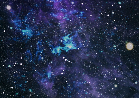 Colorful Starry Night Sky Outer Space backgroundの写真素材