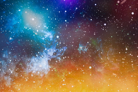 Blue dark night sky with many stars. Milky way on the space backgroundの写真素材