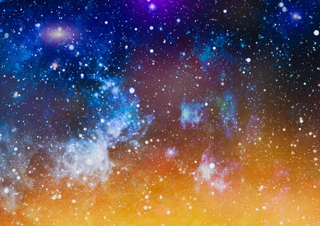 Blue dark night sky with many stars. Milky way on the space backgroundの写真素材