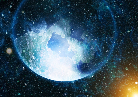 Colorful Starry Night Sky Outer Space backgroundの写真素材