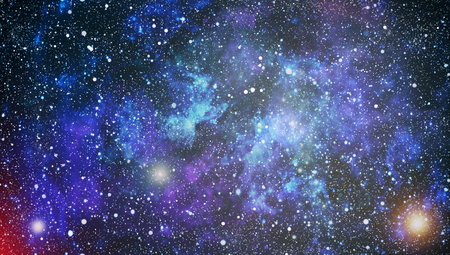 Panoramic looking into deep space. Dark night sky full of stars. The nebula in outer space.の写真素材