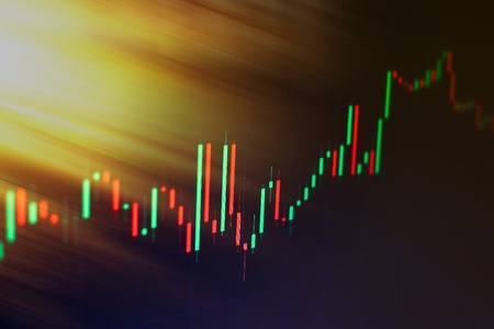 Business success and growth concept.Stock market business graph chart on digital screen.Forex market, Gold market and Crude oil marketの写真素材