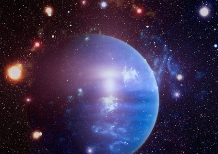 Universe scene with planets, stars and galaxies in outer space showing the beauty of space exploration. Elements furnished by NASAの写真素材