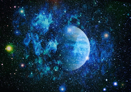 Universe scene with planets, stars and galaxies in outer space showing the beauty of space...